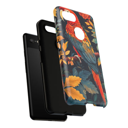Tough Cases - Tropical Parrot Phone Case, Bohemian Phone Cover, Vibrant Floral Design, Bird Lover Gift, Travel Accessory