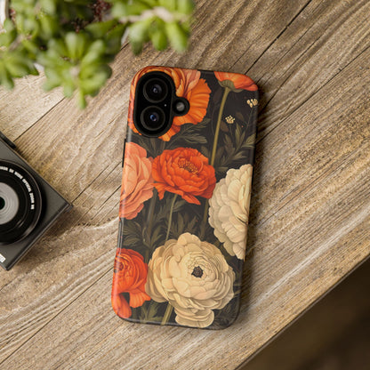 Floral Phone Case with Tough Protection, Blooming Ranunculus Design, Durable Cover, Gift for Flower Lovers, Eco-Friendly Phone Accessory