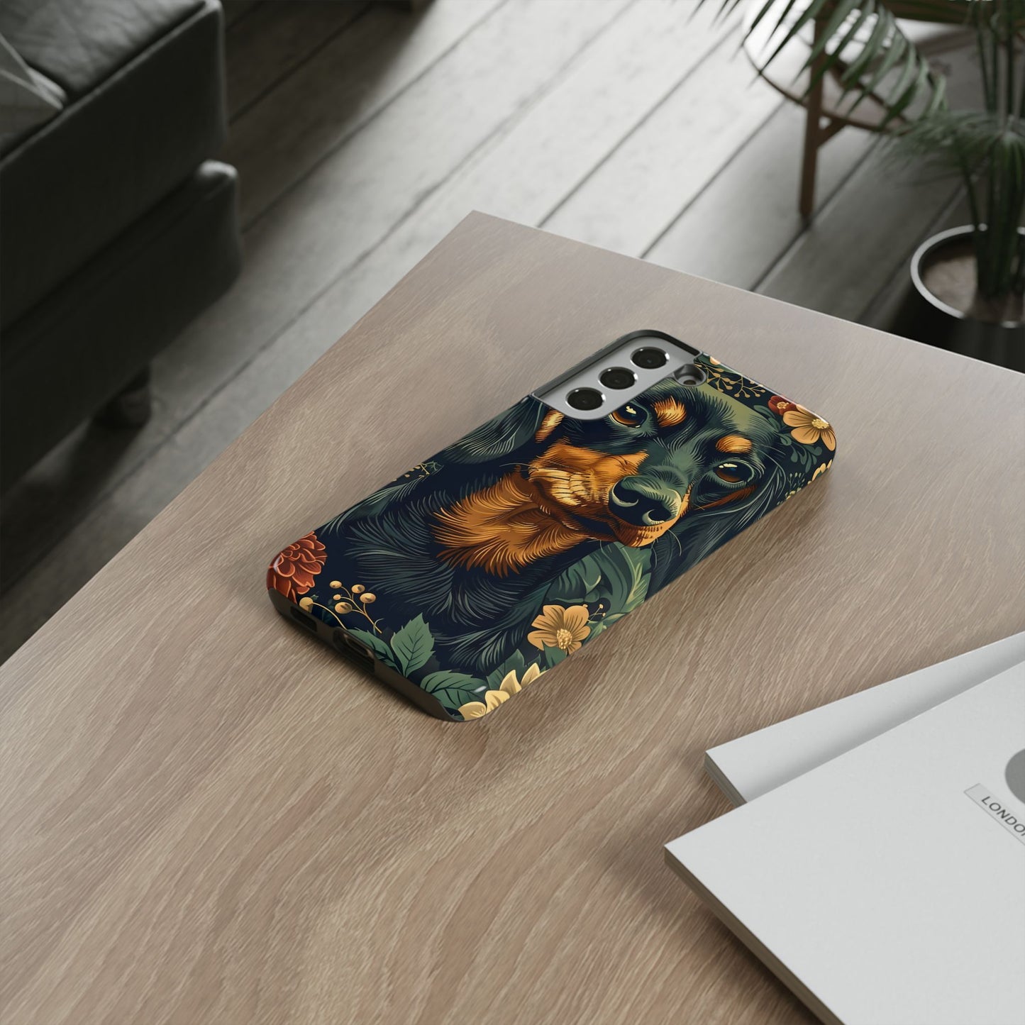 Dachshund Phone Case, Floral Pet Phone Cover, Dog Lover Gift, Tough Phone Case, Custom Dachshund Design, Unique Dog Owner Accessory