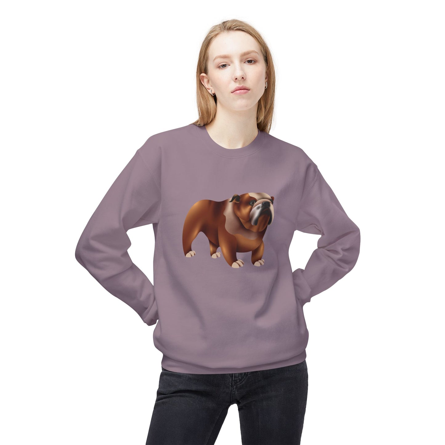 Unisex Midweight Softstyle Fleece Crewneck Sweatshirt - Adorable British Dog