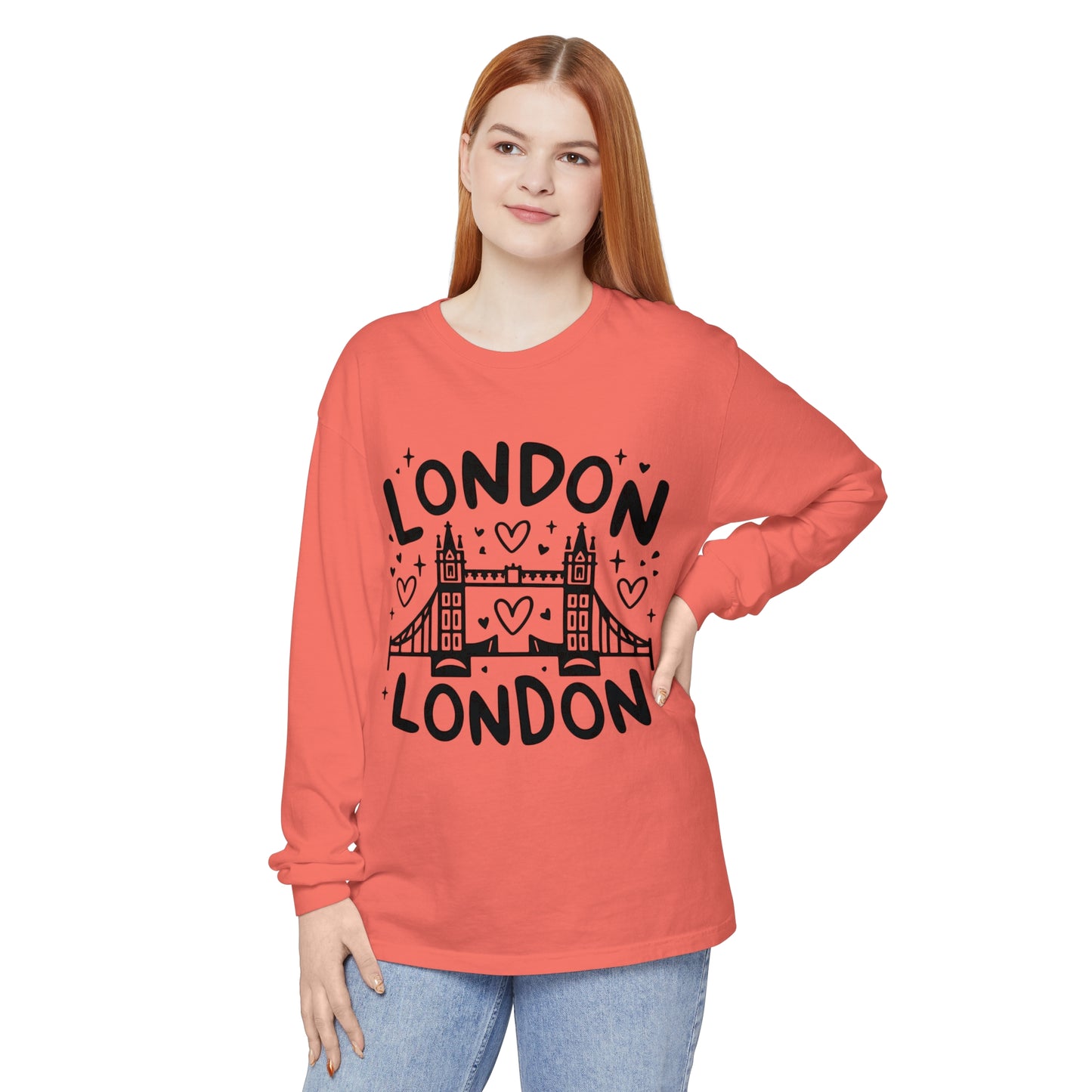 Unisex Garment-dyed Long Sleeve T-Shirt - Relaxing London