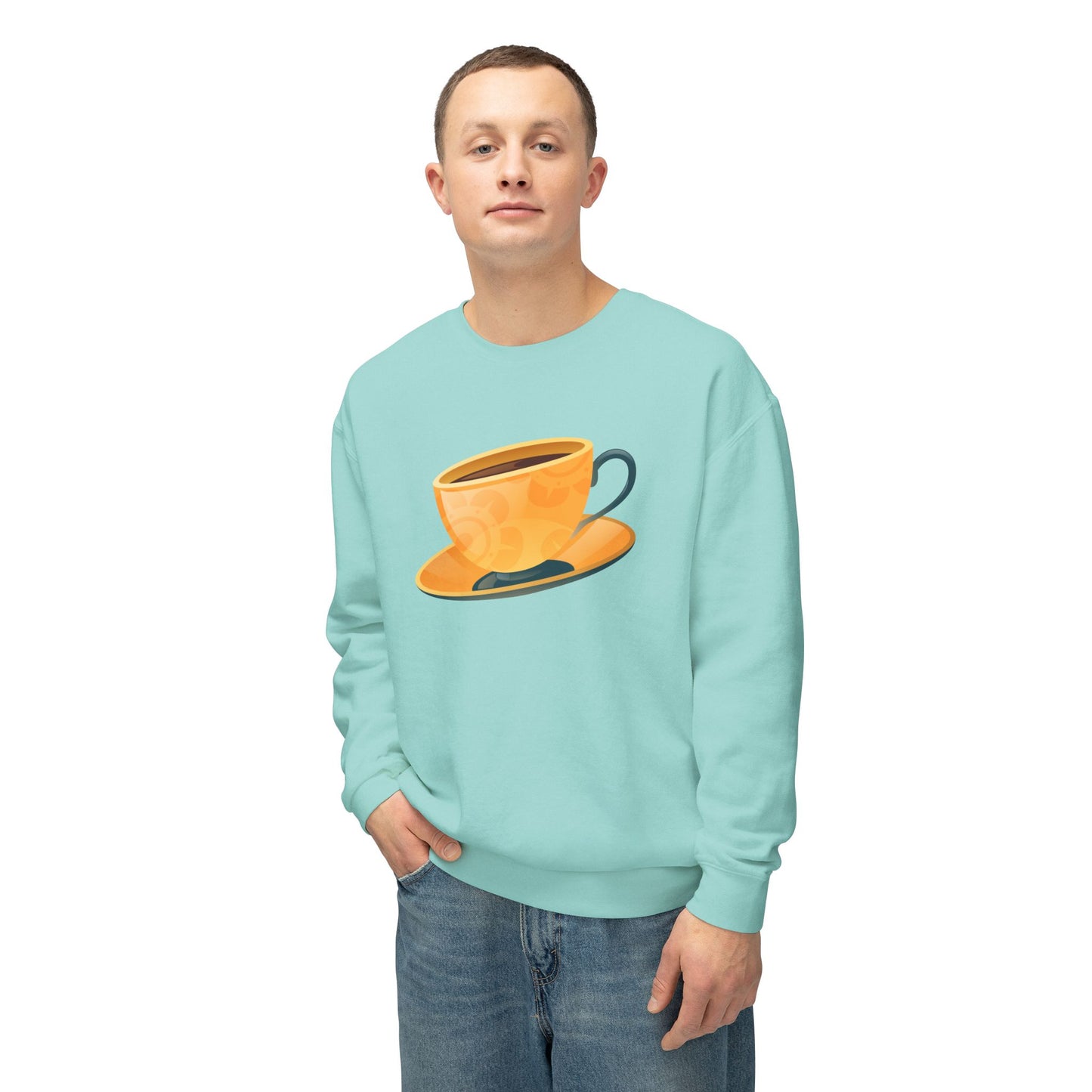 Unisex Lightweight Crewneck Sweatshirt - Elegant British Tea Cup