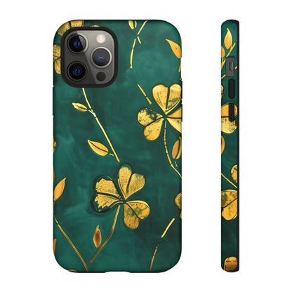 Floral Phone Case with Gold Accents, Tough Phone Cover, Stylish Phone Protector, Unique Gift for Her, Nature Lover Accessory