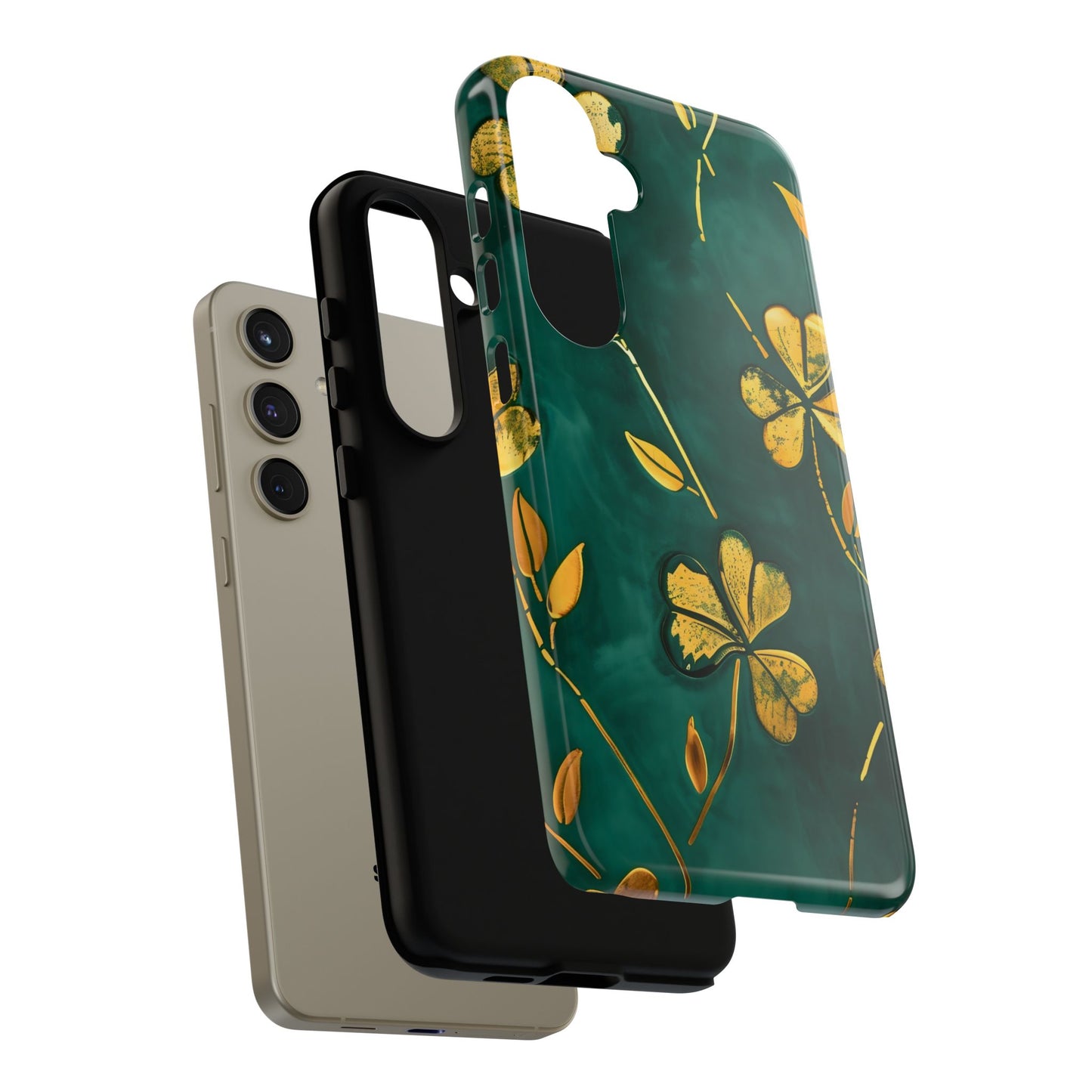 Floral Phone Case with Gold Accents, Tough Phone Cover, Stylish Phone Protector, Unique Gift for Her, Nature Lover Accessory