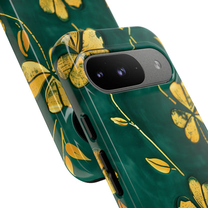 Floral Phone Case with Gold Accents, Tough Phone Cover, Stylish Phone Protector, Unique Gift for Her, Nature Lover Accessory