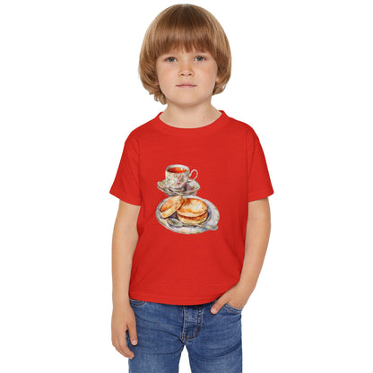 Toddler Tee with Cup and Biscuit Design - Gourmet Food Art Print for Kitchen Decor