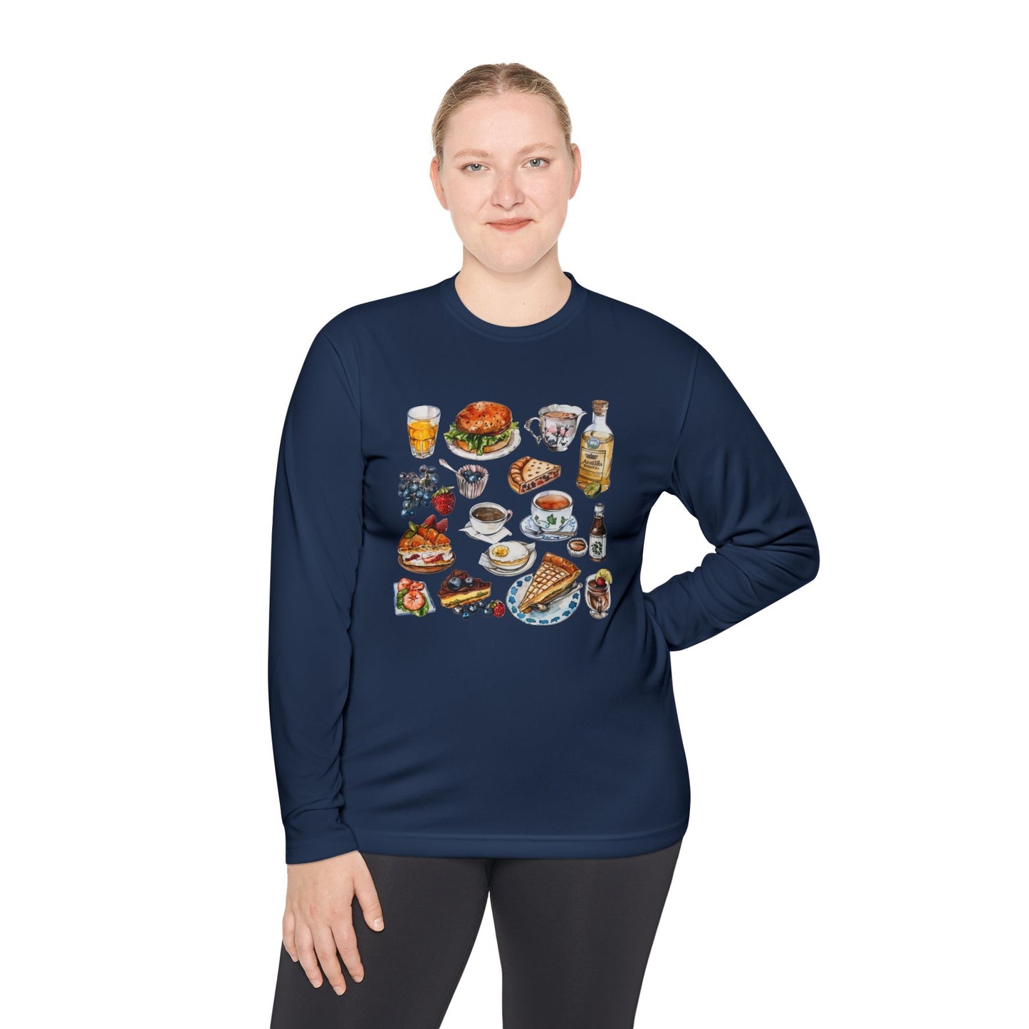 Unisex Lightweight Long Sleeve Tee - Iconic England Landmarks Illustration Print - Perfect for Casual Outings and Celebrations