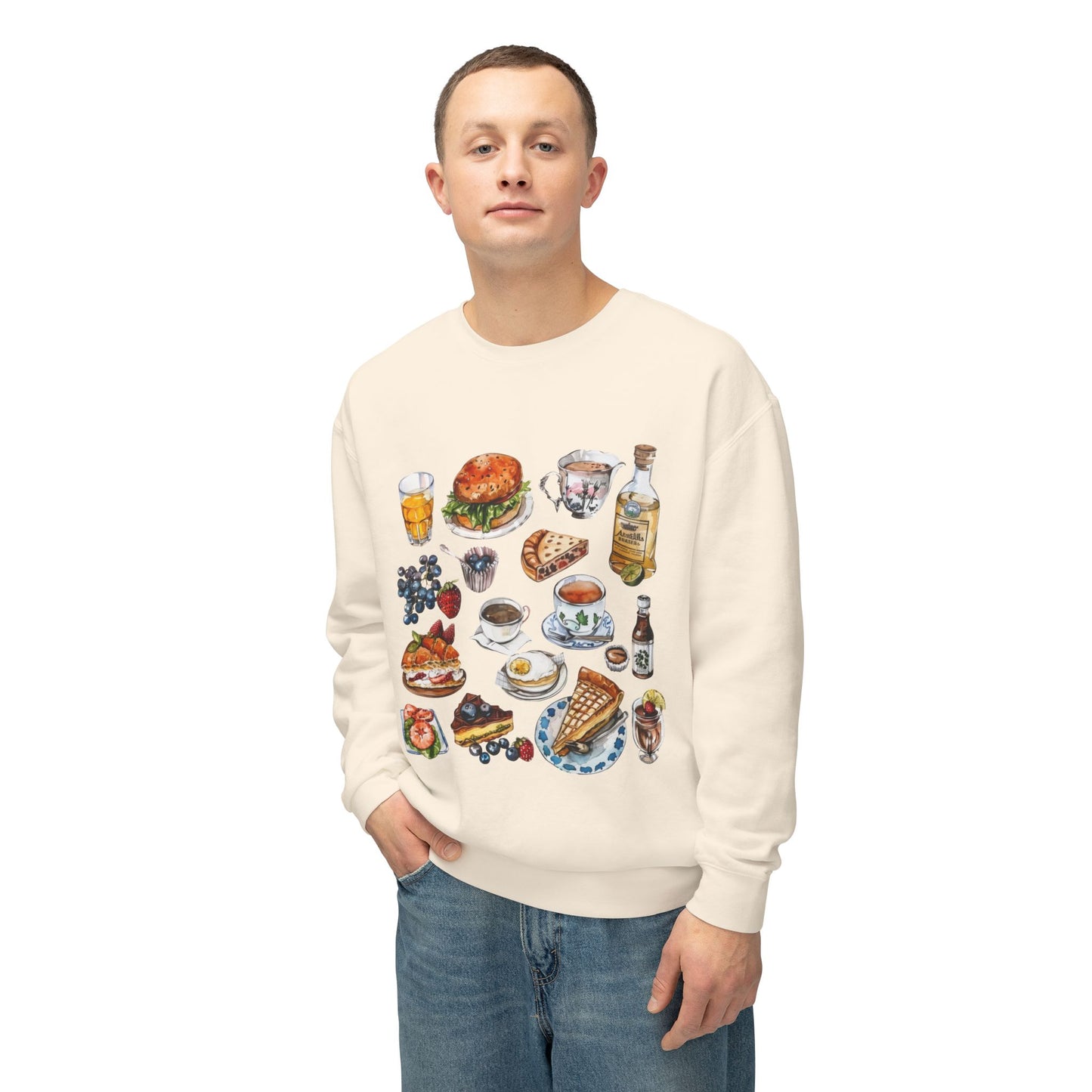 Unisex Lightweight Crewneck Sweatshirt - Vintage England Icons