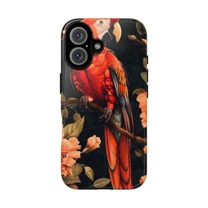 Vibrant Tropical Phone Case with Parrot Design, Bird Lovers Gift, Floral Phone Cover, Nature Inspired Accessories, Tough Cases
