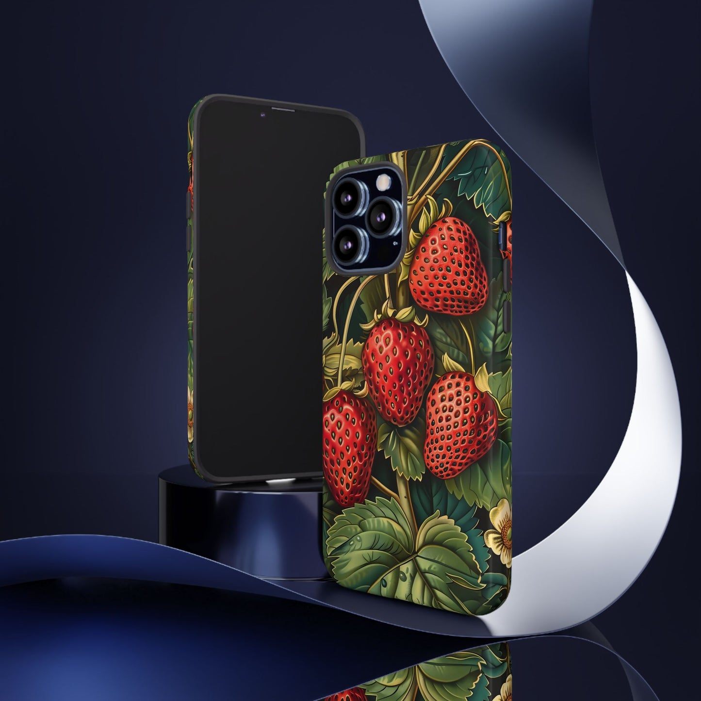 Strawberry Phone Case, Tough Berry Case, Floral Phone Cover, Cute Smartphone Shell, Nature-Inspired Gift