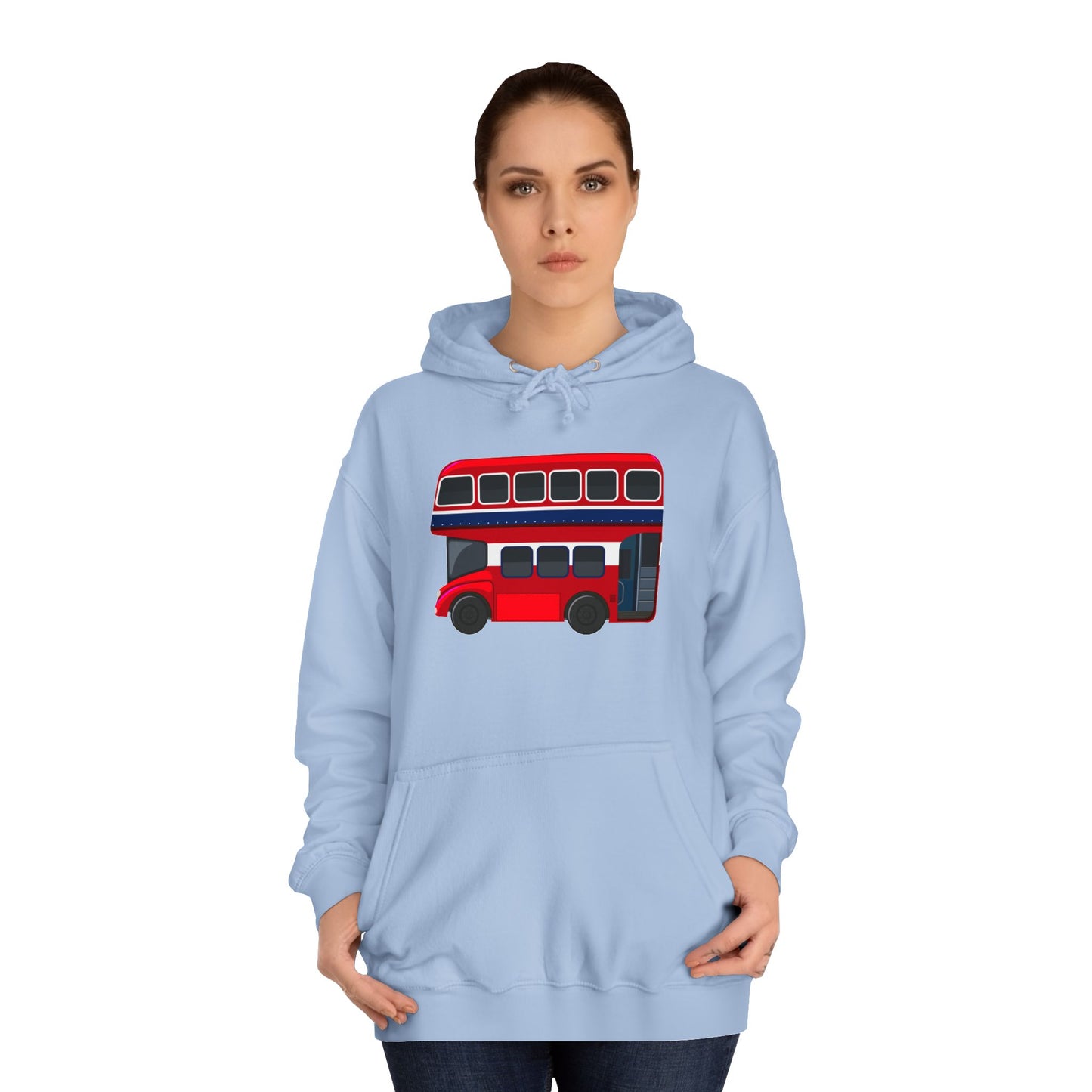 Unisex College Hoodie - Hop On! The British Double-Decker Experience