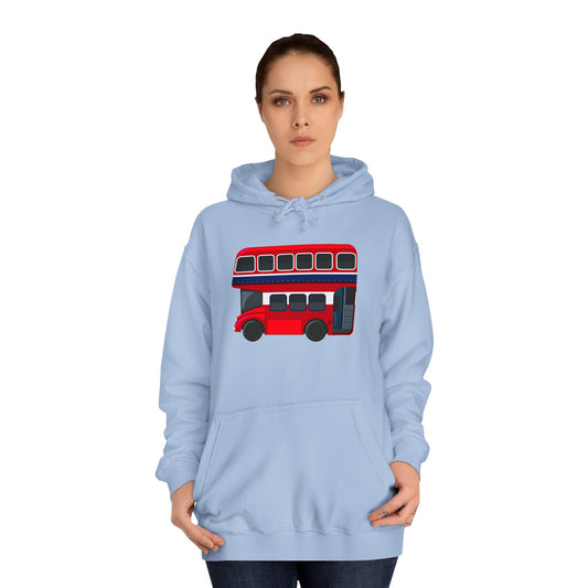 Unisex College Hoodie - Hop On! The British Double-Decker Experience