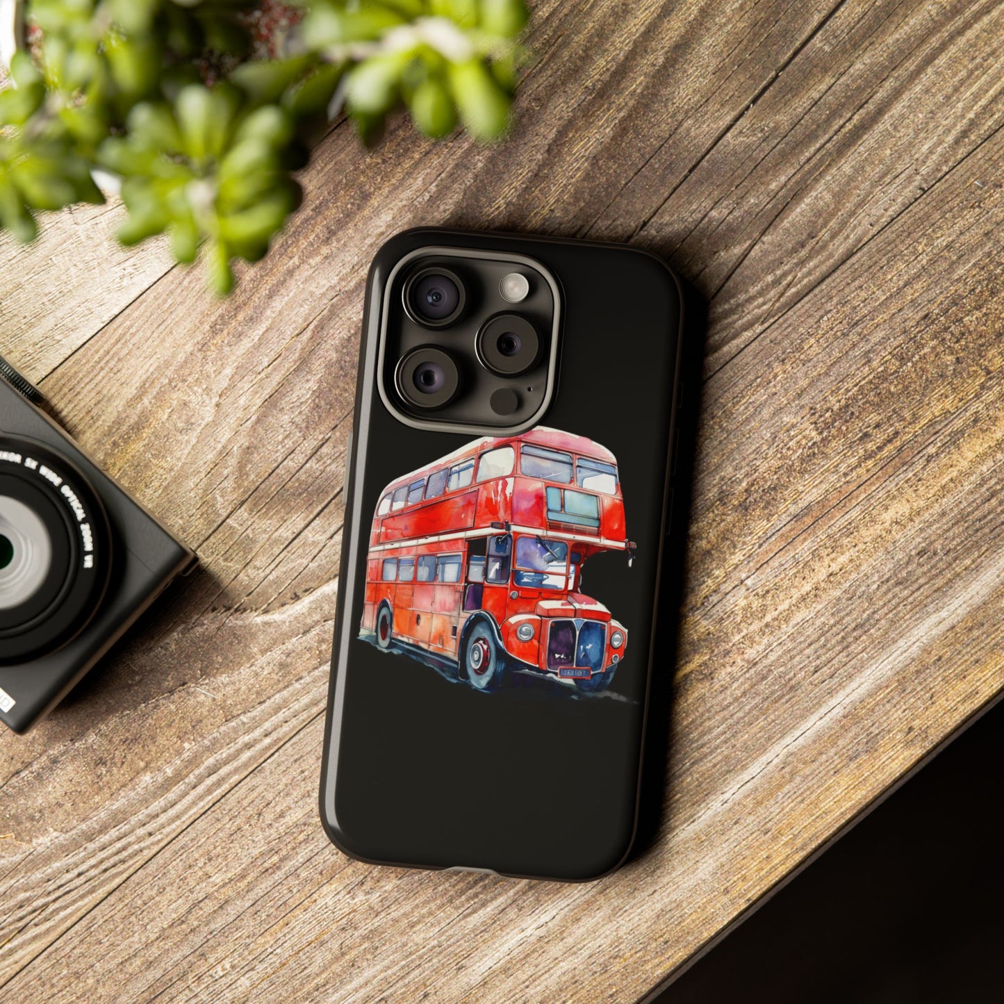 London Bus Phone Case, Tough iPhone Cover, Unique Gift for Travelers, Vintage Style Accessories, Holiday Present Idea