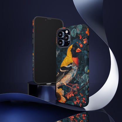Colorful Bird Phone Case, Floral Phone Cover, Tough Phone Protector, Nature Lover Gift, Botanical Case, Unique Mobile Accessory