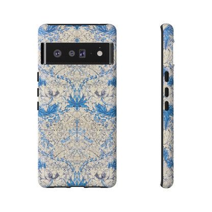 Elegant Floral Phone Case, Tough iPhone Cover, Stylish Mobile Protector, Blue Patterned Case, Unique Gift for Her