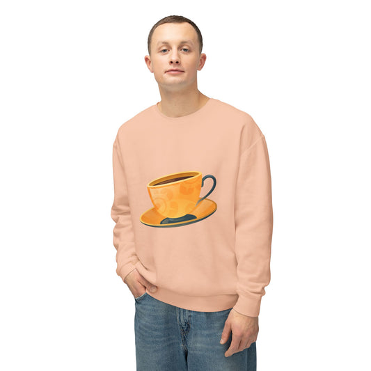 Unisex Lightweight Crewneck Sweatshirt - Elegant British Tea Cup - Classic Tea Time Styled
