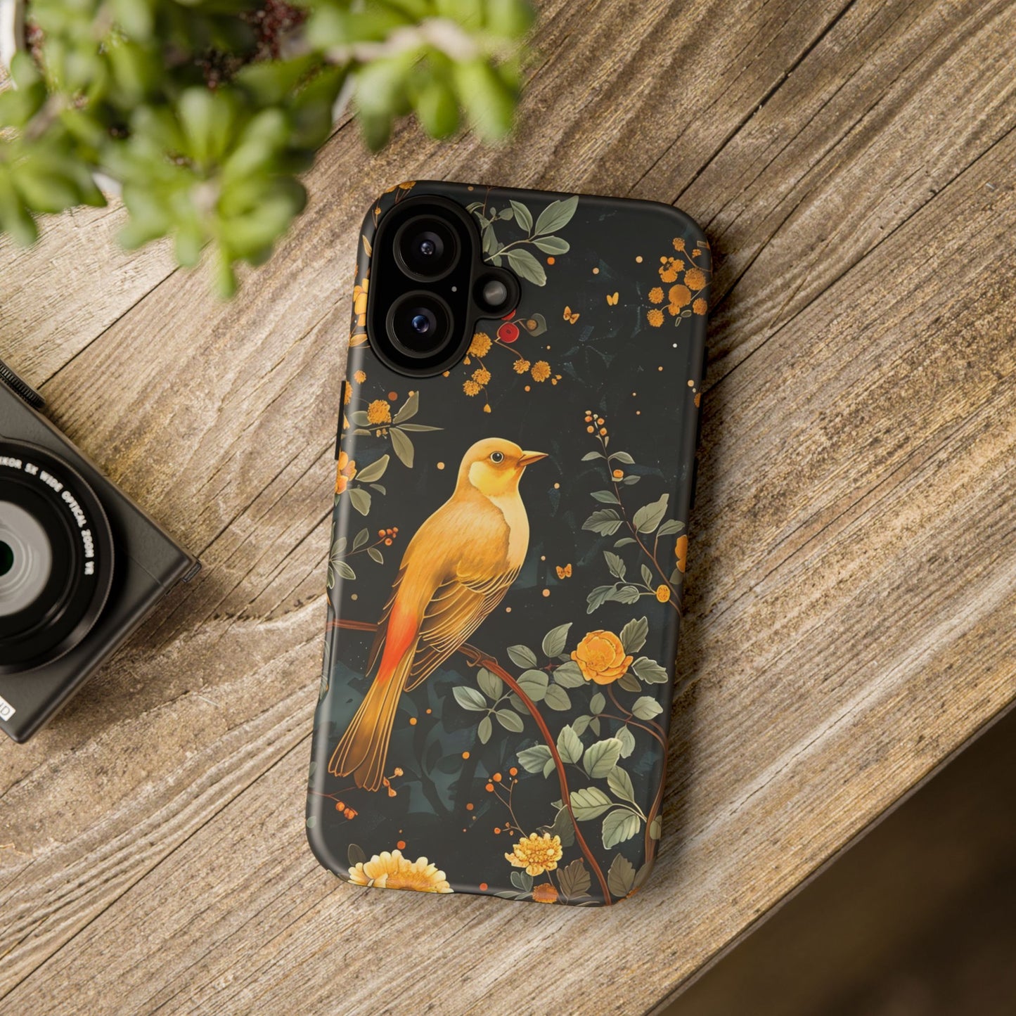 Floral Phone Case, Tough Cases with Bird Design, Nature Lover Gift, Stylish Protection, Birthday Present, Floral Phone Cover
