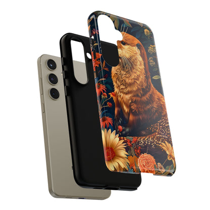 Otter Phone Case, Floral Otter Design, Tough Phone Cover, Nature Lover Gift, Cute Animal Accessories
