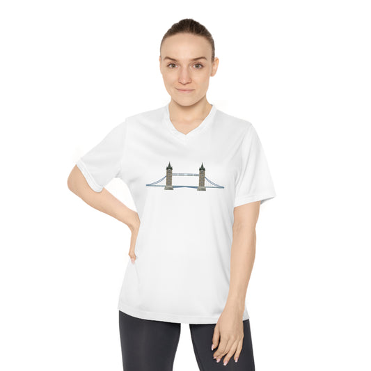 Women's Performance V-Neck T-Shirt - London Landmark - London's Classy Bridge