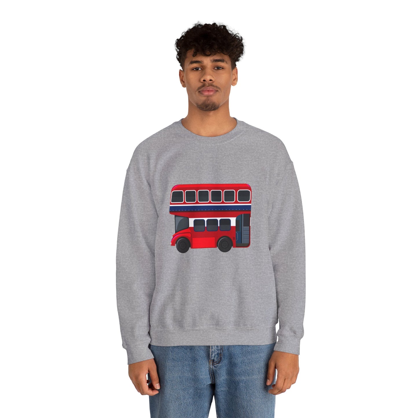 Unisex Heavy Blend™ Crewneck Sweatshirt Trendy - London Transport Red Double-Decker Bus
