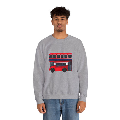 Unisex Heavy Blend™ Crewneck Sweatshirt Trendy - London Transport Red Double-Decker Bus