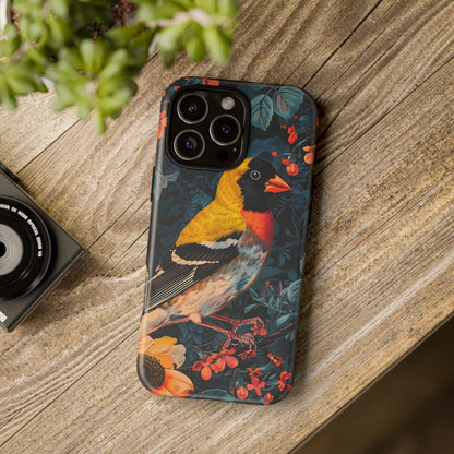 Colorful Bird Phone Case, Floral Phone Cover, Tough Phone Protector, Nature Lover Gift, Botanical Case, Unique Mobile Accessory