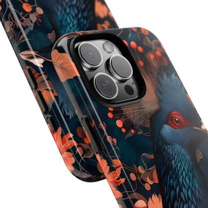 Vibrant Phone Case with Floral Peacock Design - Tough Cases, Artistic Phone Cover, Unique Gift for Nature Lovers, Stand Out Tech Accessory