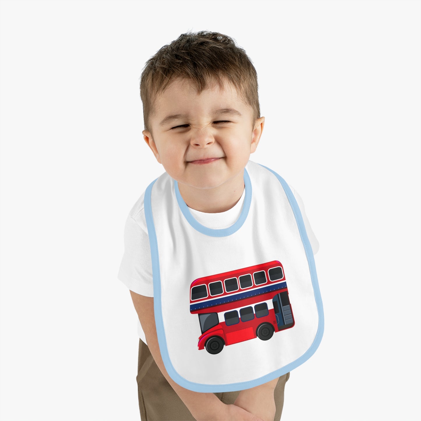 Cute Double-Decker Bus Baby Bib - Infant Feeding Accessory, Baby Shower Gift, Toddler Bib, Fun Mealtime, Kid's Bibs
