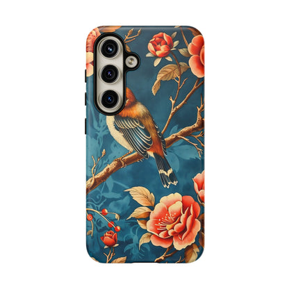 Bird & Floral Phone Case, Tough Cases for Nature Lovers, Gift for Her, Customizable Design, Vibrant Tech Accessories