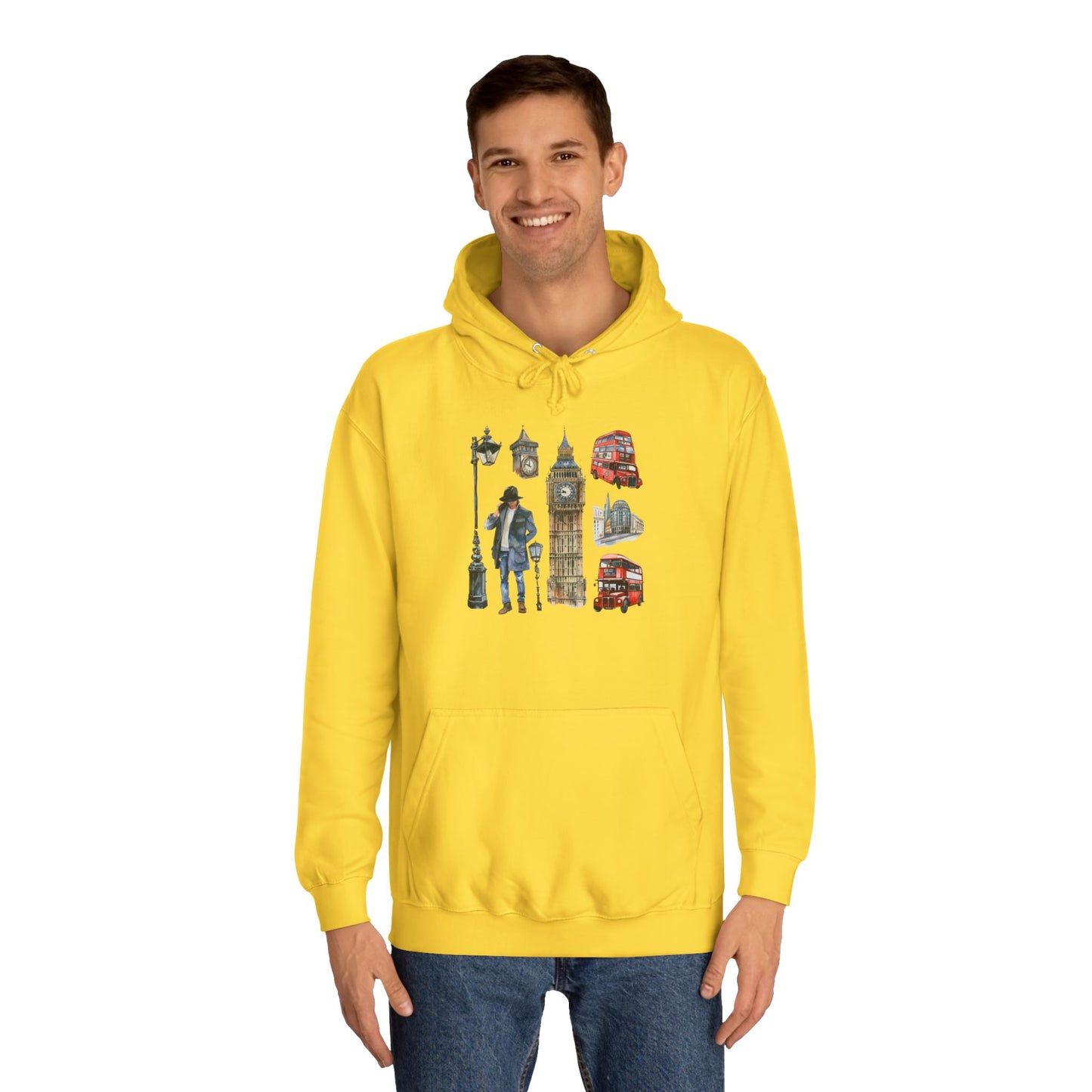 Unisex College Hoodie - Retro Aviation - Colorful Airplane Design