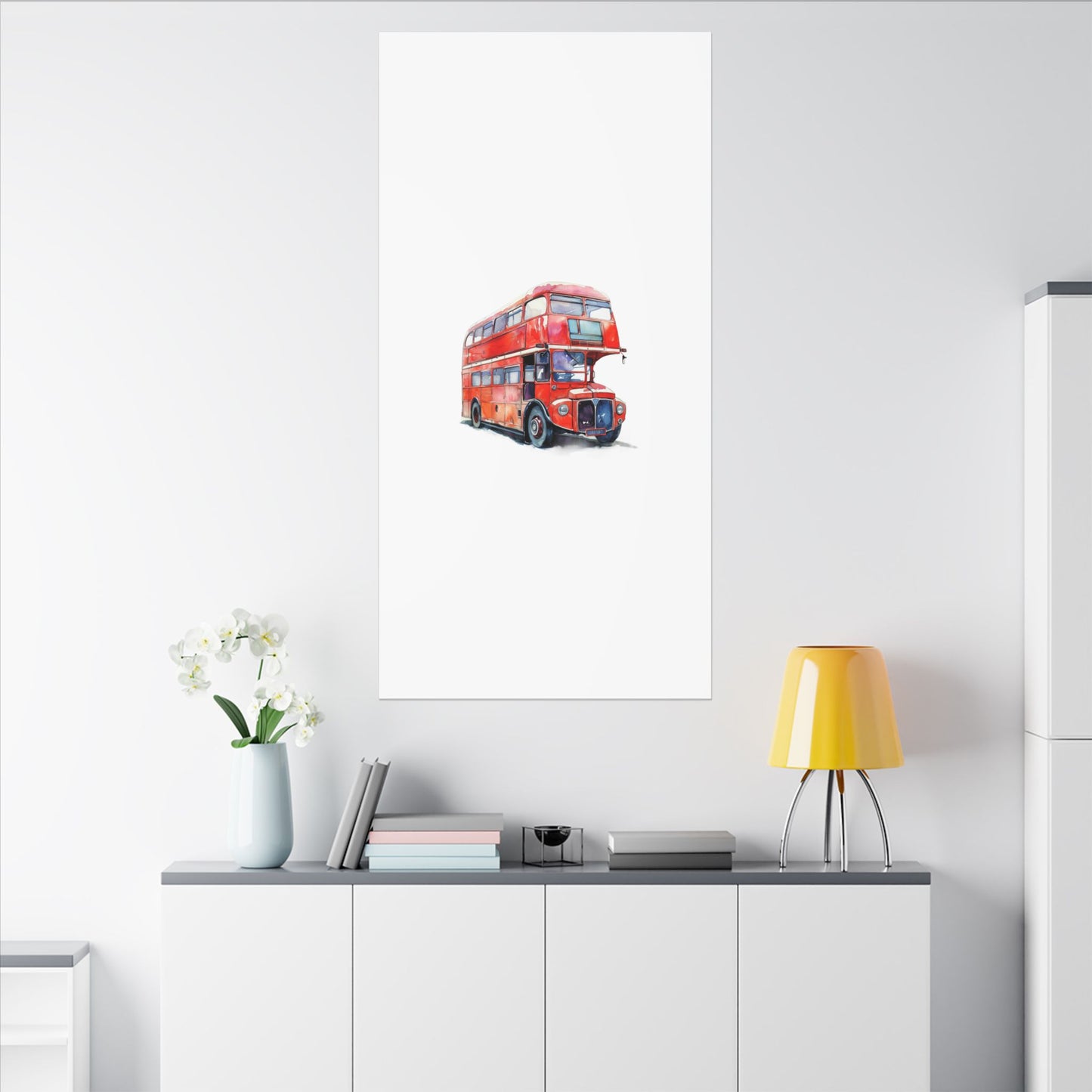London Red Double-Decker Bus Art Canvas Print, Wall Decor for Travel Lovers, Home Office Gift, Unique Artwork for All Occasions