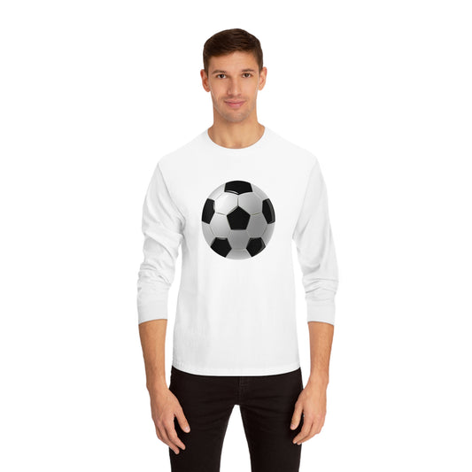 Unisex Classic Long Sleeve T-Shirt - Dynamic Football Design - Sports Passion and Energy