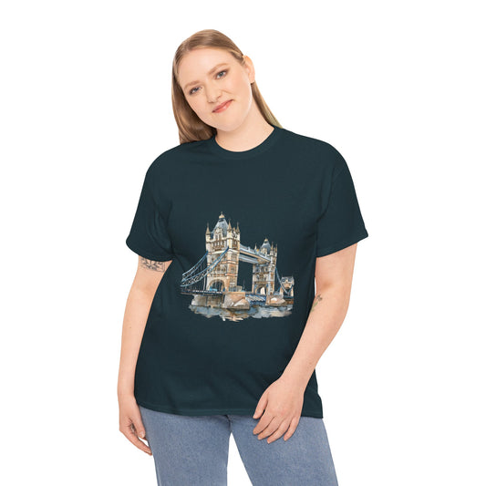 Unisex Heavy Cotton Tee - London Bridge - Iconic Landmark and Historical Beauty