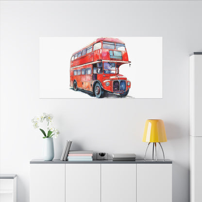 London Red Double-Decker Bus Art Canvas Print, Wall Decor for Travel Lovers, Home Office Gift, Unique Artwork for All Occasions