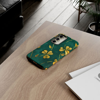 Floral Phone Case with Gold Accents, Tough Phone Cover, Stylish Phone Protector, Unique Gift for Her, Nature Lover Accessory