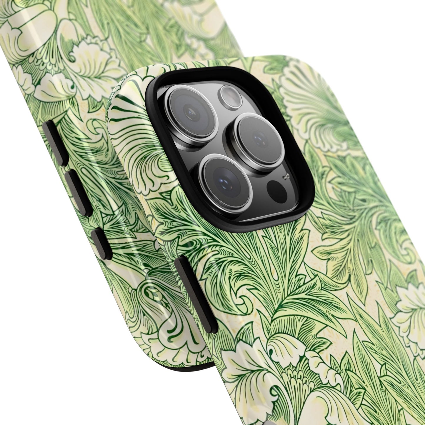 Green Floral Phone Case, Botanical iPhone Cover, Tough Phone Shell, Nature-inspired Gift, Eco-friendly Tech Accessory