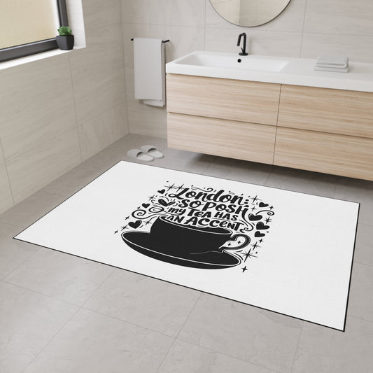Posh London Tea Floor Mat, Cozy Kitchen Decor, Funny Gift for Tea Lovers, Welcome Mat, Unique Home Accessory