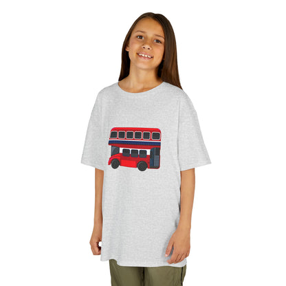 Kids  Tee -  British Red Bus Watercolor Design - Fun Cotton T-Shirt for Young Adventurers