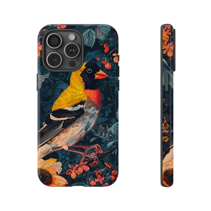 Colorful Bird Phone Case, Floral Phone Cover, Tough Phone Protector, Nature Lover Gift, Botanical Case, Unique Mobile Accessory