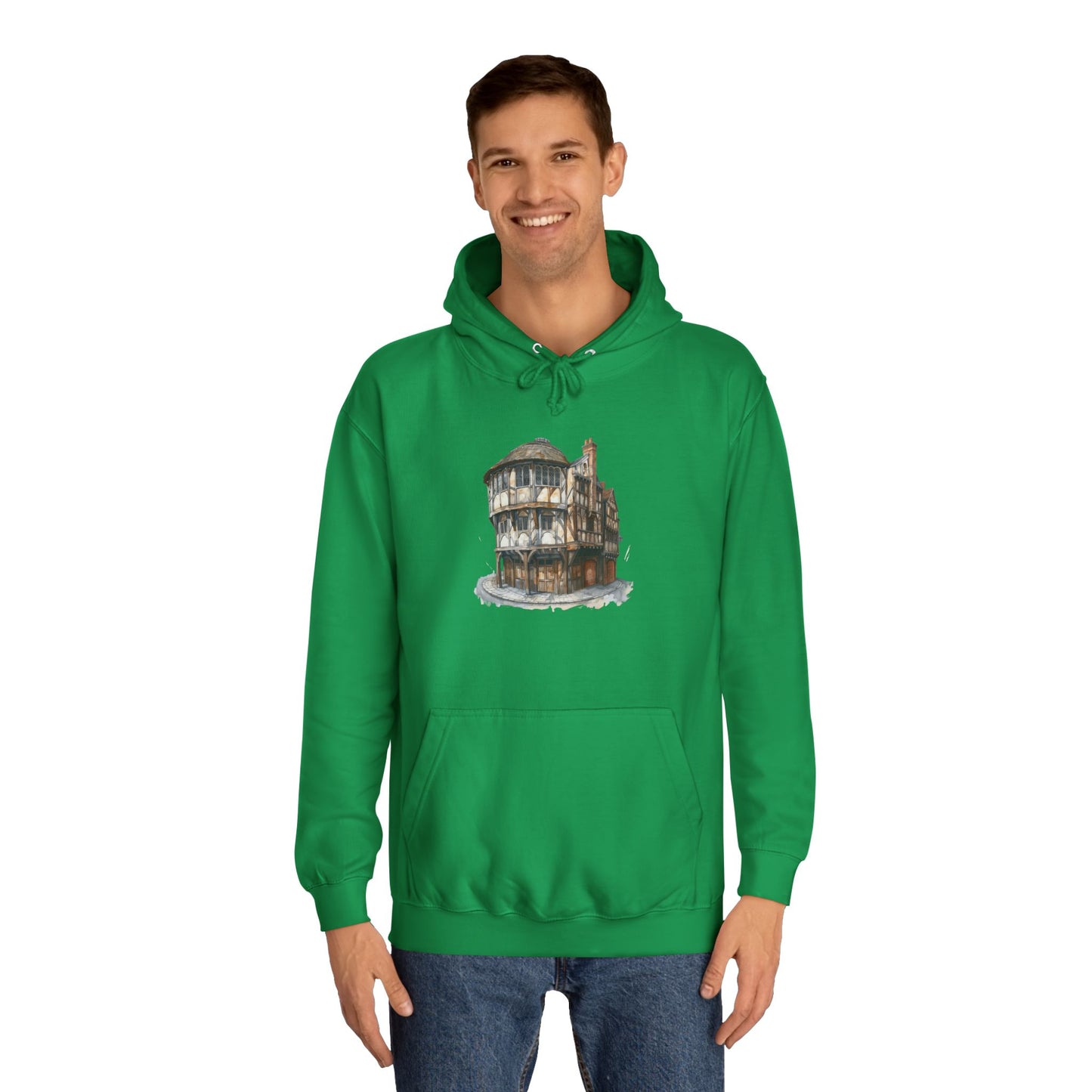 Unisex College Hoodie - Retro British Pub Scene