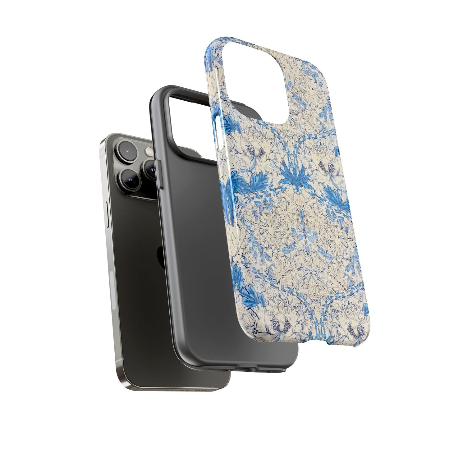 Elegant Floral Phone Case, Tough iPhone Cover, Stylish Mobile Protector, Blue Patterned Case, Unique Gift for Her