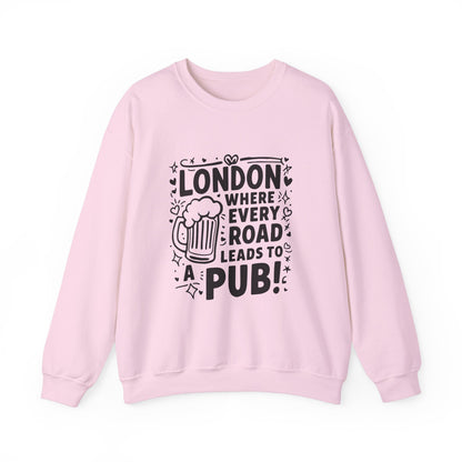 Unisex Heavy Blend™ Crewneck Sweatshirt Cozy - Every Road Leads to pub