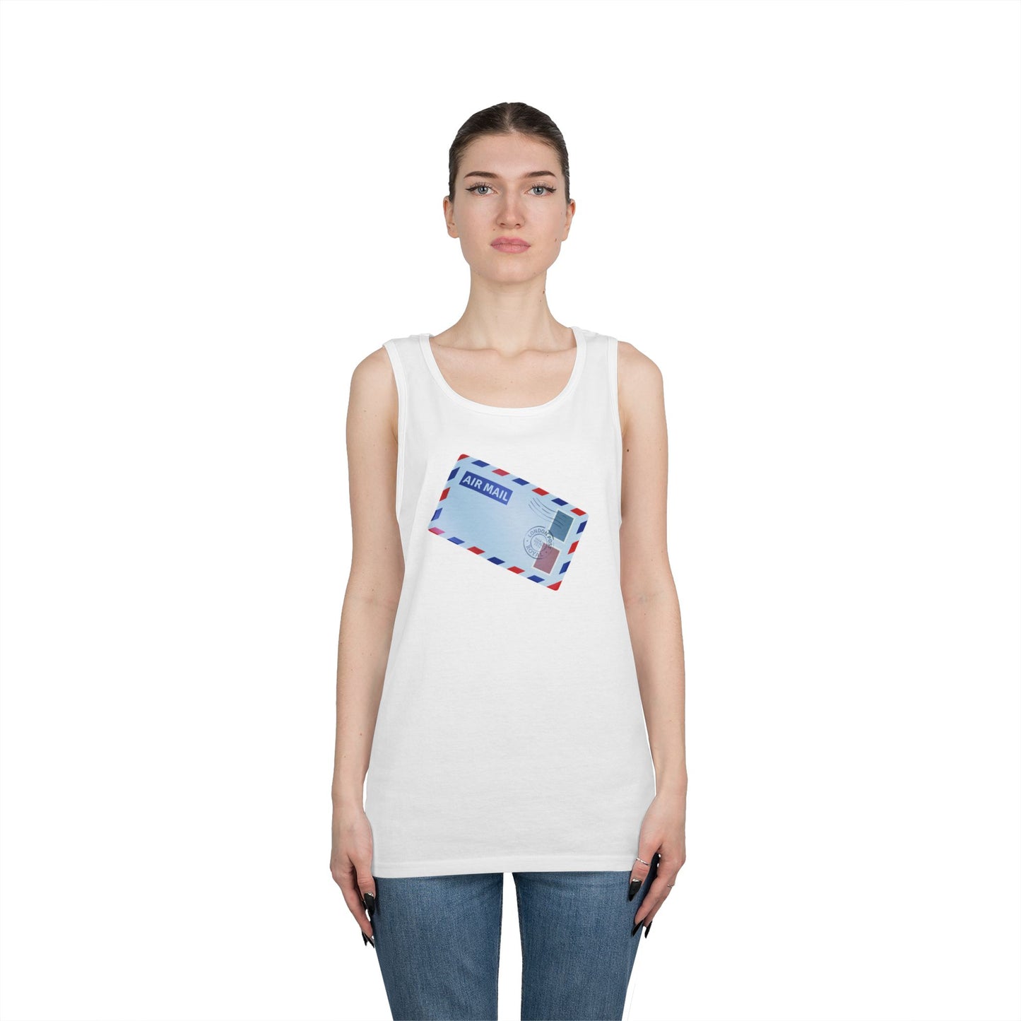 Unisex Heavy Cotton Tank Top - Vintage British Air Mail - Classic Postal Design