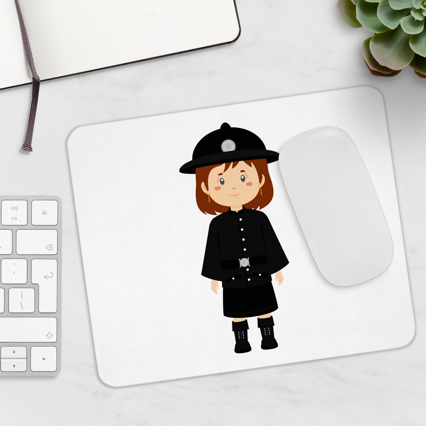 Cute Police Officer Mouse Pad, Desk Accessory, Gift for Kids, Office Decor, Playful Workstation, Fun Administrative Gift