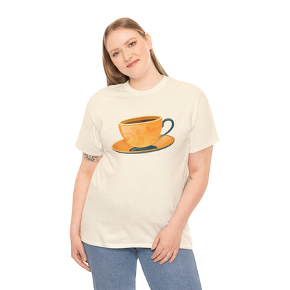 Unisex Heavy Cotton Tee - Elegant British Tea Cup - Classic Tea Time Style