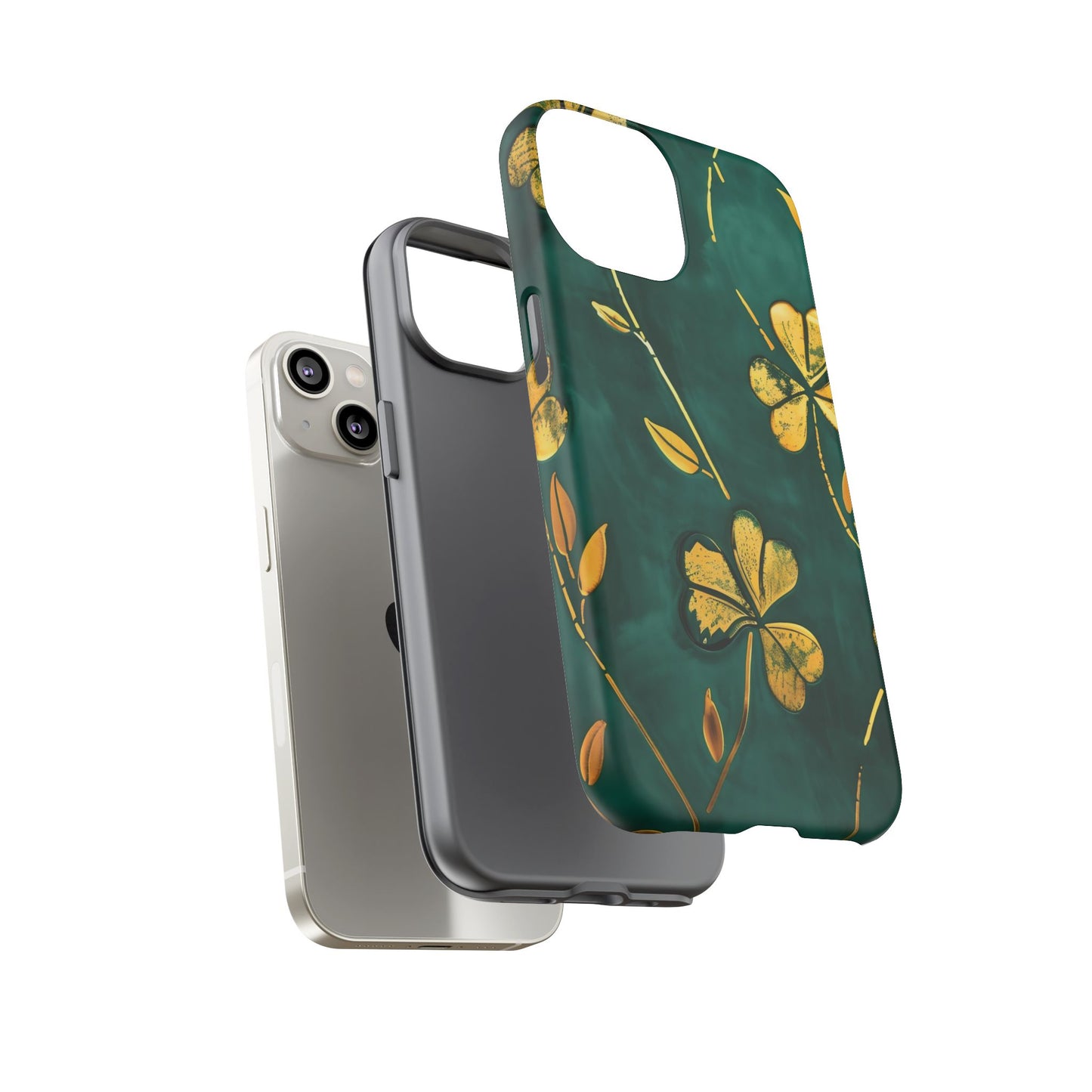 Floral Phone Case with Gold Accents, Tough Phone Cover, Stylish Phone Protector, Unique Gift for Her, Nature Lover Accessory