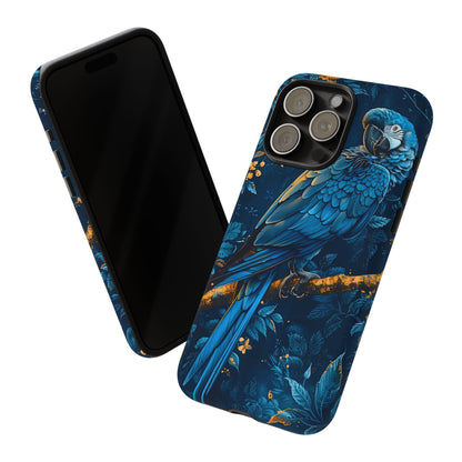 Tough Cases - Vibrant Blue Parrot Phone Case, Tropical Bird Phone Cover, Nature Lover Gift, Eco-Friendly Accessories, Unique Wildlife Decor
