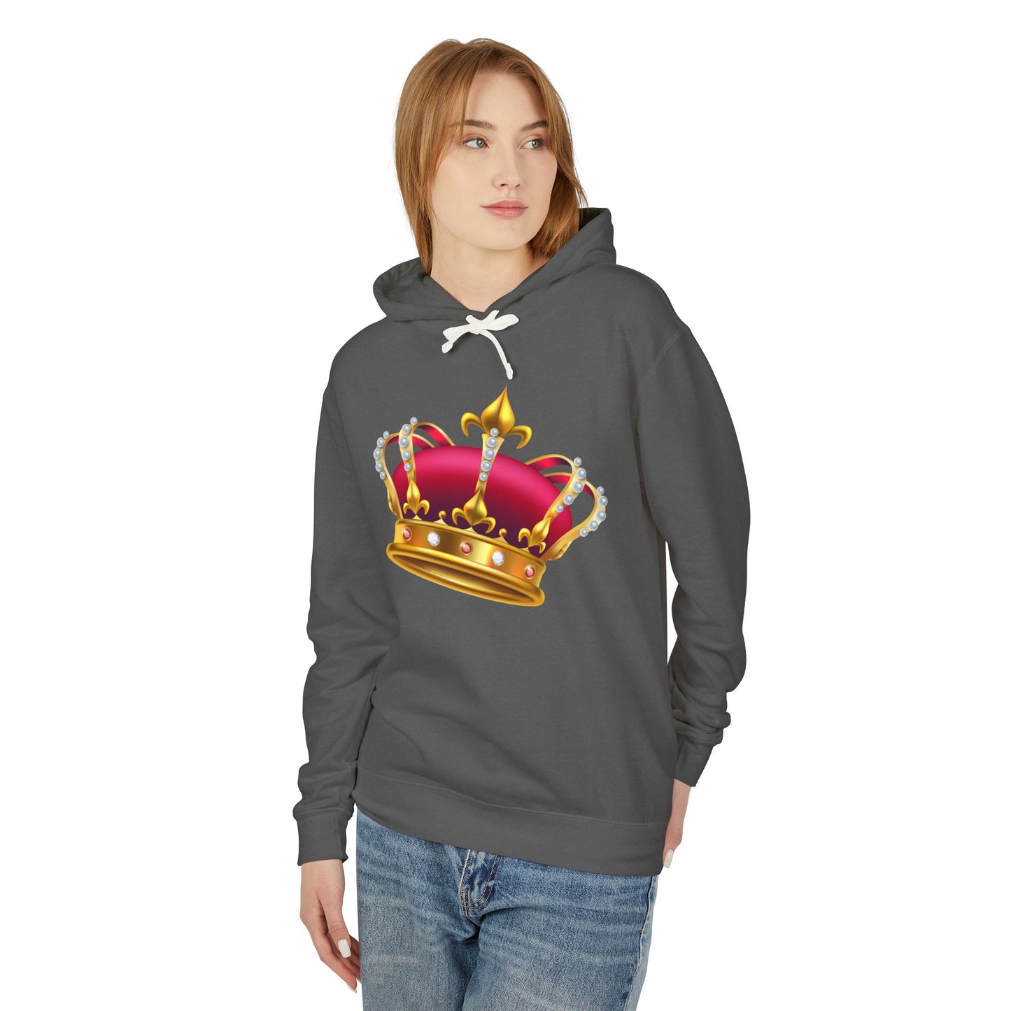 Unisex Lightweight Hooded Sweatshirt - British Royal Crown Design