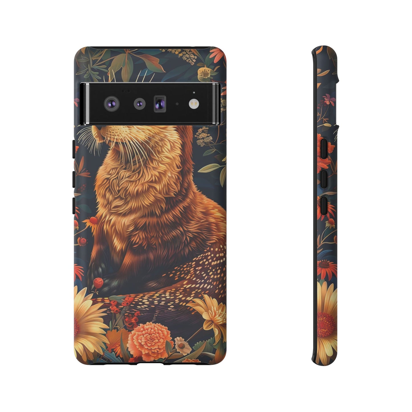 Otter Phone Case, Floral Otter Design, Tough Phone Cover, Nature Lover Gift, Cute Animal Accessories