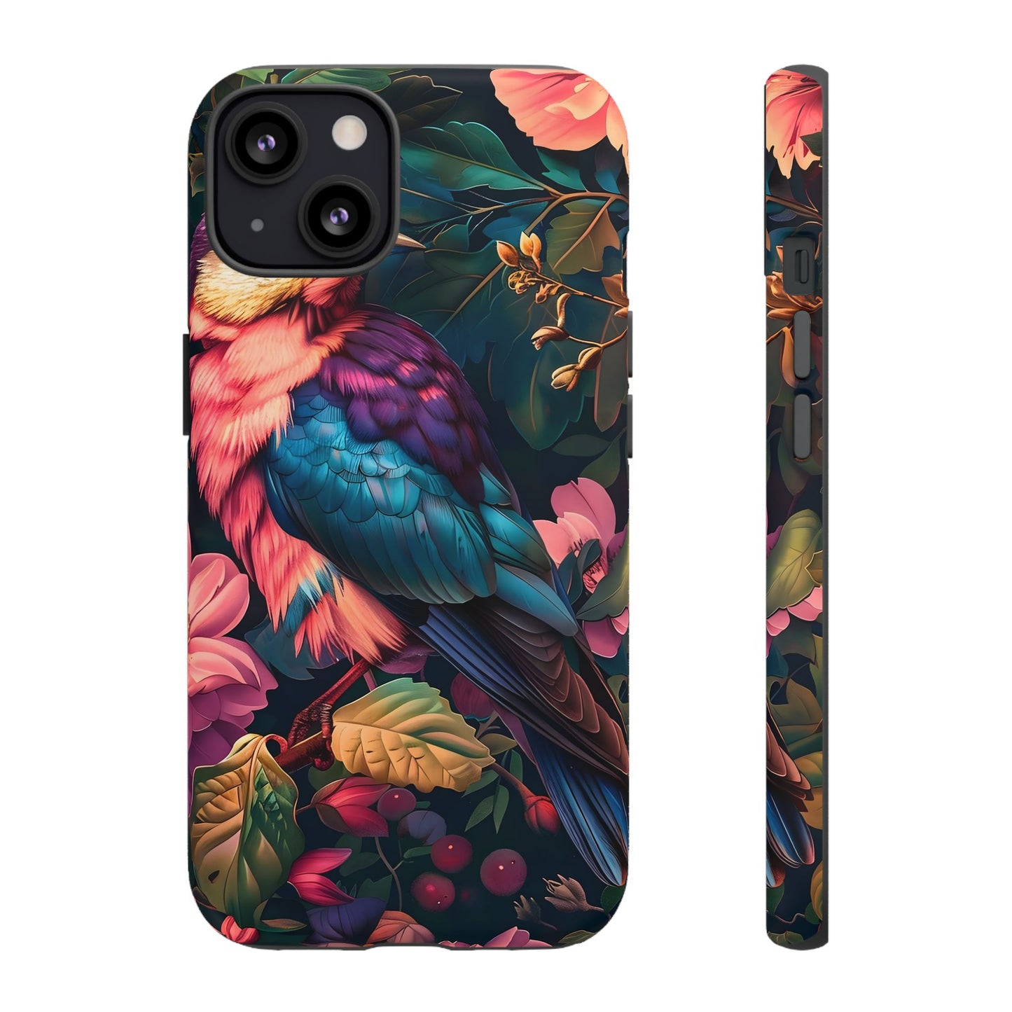 Vibrant Phone Case, Tropical Bird Design, Tough Phone Cover, Floral Tech Accessory, Gift for Nature Lovers